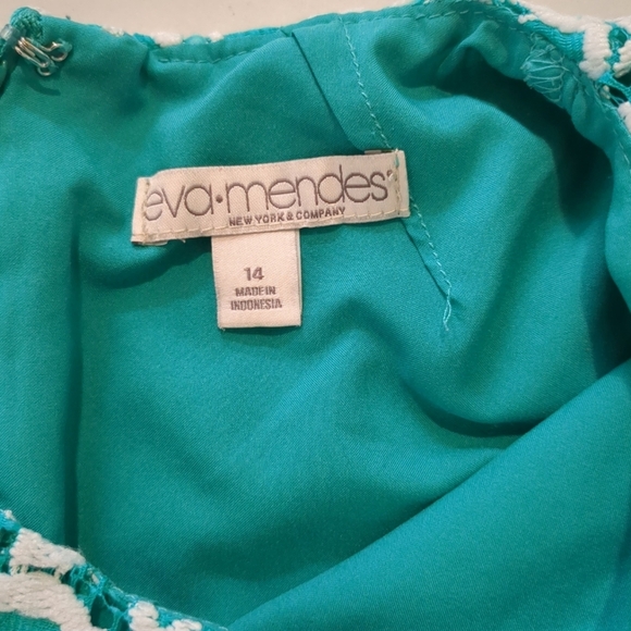 Eva Mendes Women's Lace Overlay Green/White Floral Dress, Size 14 - Picture 5 of 7